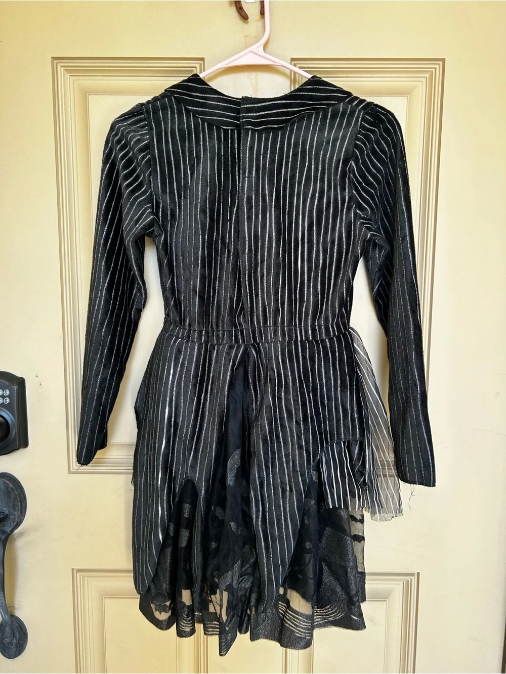 Disney NBC Black Pinstripe Peplum Jack Skellington Costume - Girls